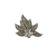 Vintage Silver Sequins and Silver-lined Bugle Beaded Floral Applique with Rhinestone Center - 4" x 4.375"
