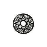 Vintage Black Bugle Beads and Silver Sequins Circular Star Applique - 4.375" x 4.375"