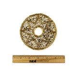 Vintage Gold-lined Bugle Beads and White Gold Sequins Circular Star Applique - 4.375" x 4.375"