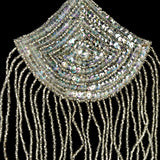 Vintage Crystal Iris Sequins and Silver-lined Beaded Abstract Applique - 7.25" x 5"