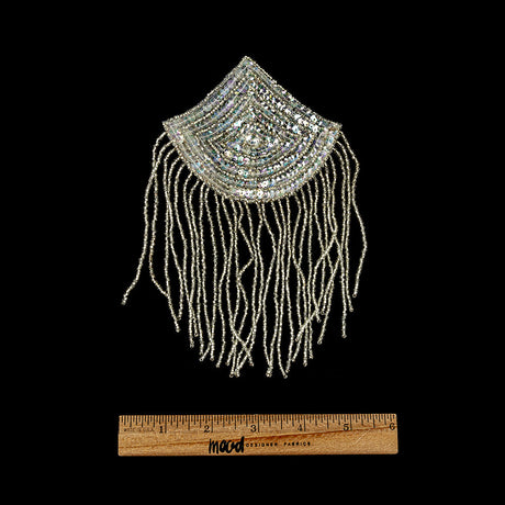 Vintage Crystal Iris Sequins and Silver-lined Beaded Abstract Applique - 7.25" x 5"