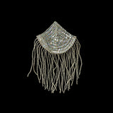 Vintage Crystal Iris Sequins and Silver-lined Beaded Abstract Applique - 7.25" x 5"