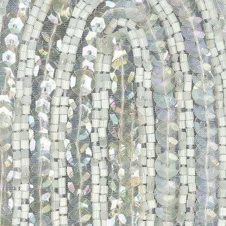 Vintage White Arches Beaded and Sequins Applique - 3.5" x 3"