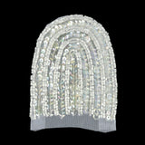 Vintage White Arches Beaded and Sequins Applique - 3.5" x 3"
