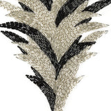 Vintage Black and Silver Bugle Beaded Large Foliage Applique - 9.625" x 8"