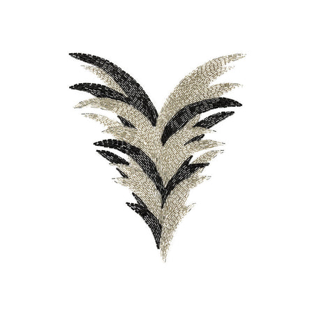 Vintage Black and Silver Bugle Beaded Large Foliage Applique - 9.625" x 8"
