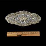 Vintage Fancy White Iris Sequins and Silver-lined Bugle Beaded Applique - 3" x 6.5"