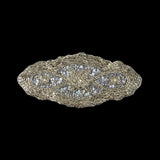 Vintage Fancy White Iris Sequins and Silver-lined Bugle Beaded Applique - 3" x 6.5"
