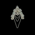 Vintage Pearl and White Iris Beaded and Sequins Applique with Crystal Rhinestone Center - 8.25" x 4.875"