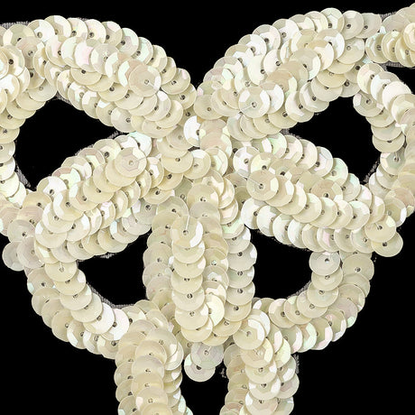 Vintage Aloe Wash and Platinum Frosting Sequins Classical Floral Abstract Applique - 5.5" x 8.75"