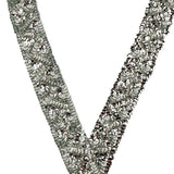 Vintage Silver Sequins and Beaded Pointy Collar Applique - 15" x 8"