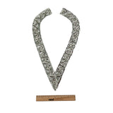 Vintage Silver Sequins and Beaded Pointy Collar Applique - 15" x 8"
