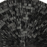 Vintage Black Bugle Beaded Domed Fan Applique - 3.5" x 6.875"