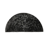 Vintage Black Bugle Beaded Domed Fan Applique - 3.5" x 6.875"
