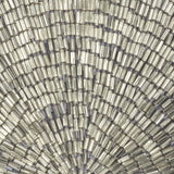 Vintage Silver Lined Bugle Beaded Half Circle Applique - 3.5" x 6.875"