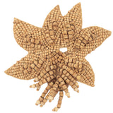 Vintage Light and Natural Wood Beaded Leaf Bouquet Applique - 3" x 3.25"