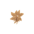 Vintage Light and Natural Wood Beaded Leaf Bouquet Applique - 3" x 3.25"