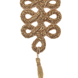 Vintage Gold Lurex Bullion Stitch Knot Applique with Tassel - 5.75" x 2"