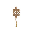 Vintage Gold Lurex Bullion Stitch Knot Applique with Tassel - 5.75" x 2"