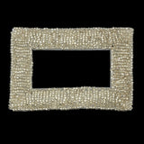 Vintage Silver Rectangular Frame Beaded Applique - 3.25" x 2.25"