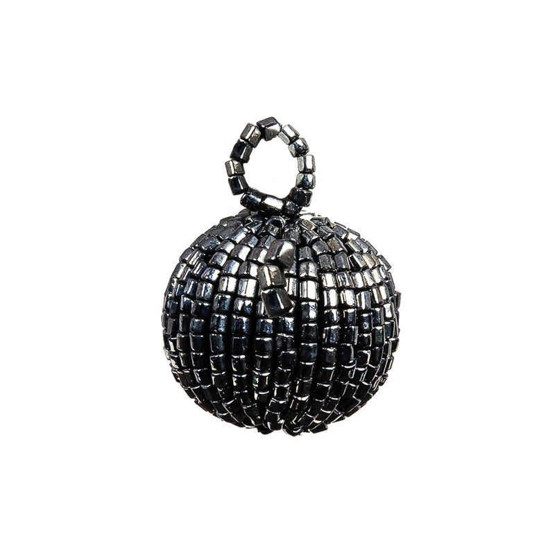Vintage Gunmetal Chop Beaded Tassel Applique - 0.875"
