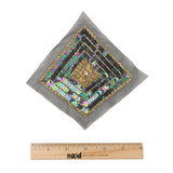 Vintage Black Iris, Multicolored and Gold Beaded and Sequins Diamond Applique - 5.25" x 5.25"