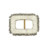 Vintage Silver Lined Beaded Rectangular Slider with Brass Bar- 0.875" x 1.125"