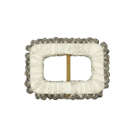 Vintage Silver Lined Beaded Rectangular Slider with Brass Bar- 0.875" x 1.125"