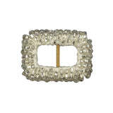 Vintage Silver Lined Beaded Rectangular Slider with Brass Bar- 0.875" x 1.125"