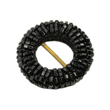 Vintage Jet Beaded Circular Slider with Brass Bar - 1.125"