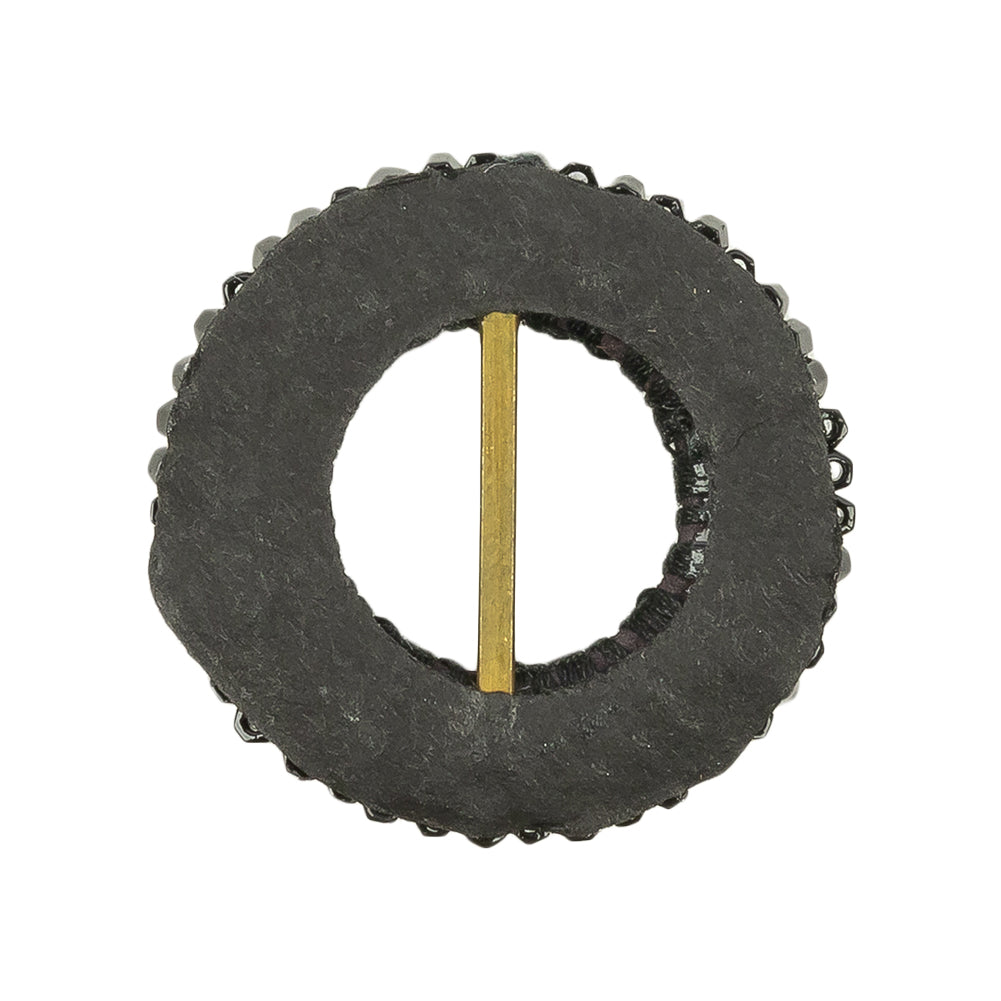 Vintage Jet Beaded Circular Slider with Brass Bar - 1.125"