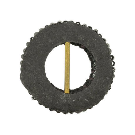 Vintage Jet Beaded Circular Slider with Brass Bar - 1.125"