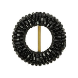 Vintage Jet Beaded Circular Slider with Brass Bar - 1.125"