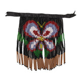 Vintage Red, Yellow and Black Butterfly Beaded Fringe Applique - 7" x 5.25"