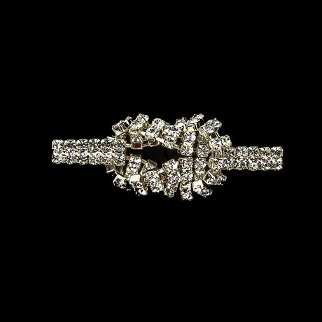 Vintage Crystal Rhinestones and Silver Metal Mesh Knot Ornament - 1" x 2.375"