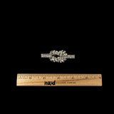 Vintage Crystal Rhinestones and Silver Metal Mesh Knot Ornament - 1" x 2.375"