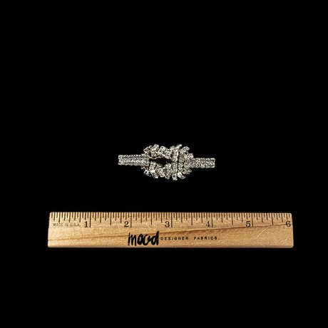 Vintage Crystal Rhinestones and Silver Metal Mesh Knot Ornament - 1" x 2.375"
