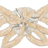Vintage Ivory Multi, Crystral Iris and Silver Sequins Abstract Collar Applique - 6.75" x 16"