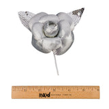 Vintage Silver Fabric Flower Pick with Silver Sequined Leaves - 5" x 4.25"