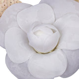 Vintage White Fabric Flower Pick with White Iris Sequined Leaves - 5" x 4.25"