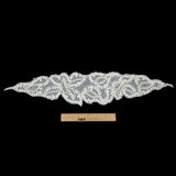 Vintage White Abstracted Leaves Beaded and Sequins Sheer Mesh Applique - 3.75" x 18.25"