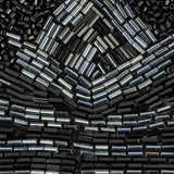 Vintage Gunmetal and Black Large Geometric Glass Beaded Applique - 4.5" x 19.75"