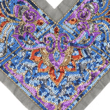 Vintage Lavish Blue, Purple and Red Sequins Classical Nature-like Applique - 8.625" x 12.75"