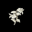 Vintage White Iris Sequins and Silver Bugle Beaded Floral Applique - 4.75" x 3.75"