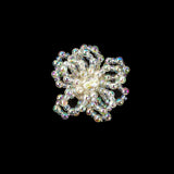 Vintage White Iris Iridescent Beaded Floral Applique - 1.75"