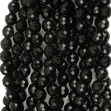 Vintage Jet Faceted Beaded Strands Bundle - 12mm