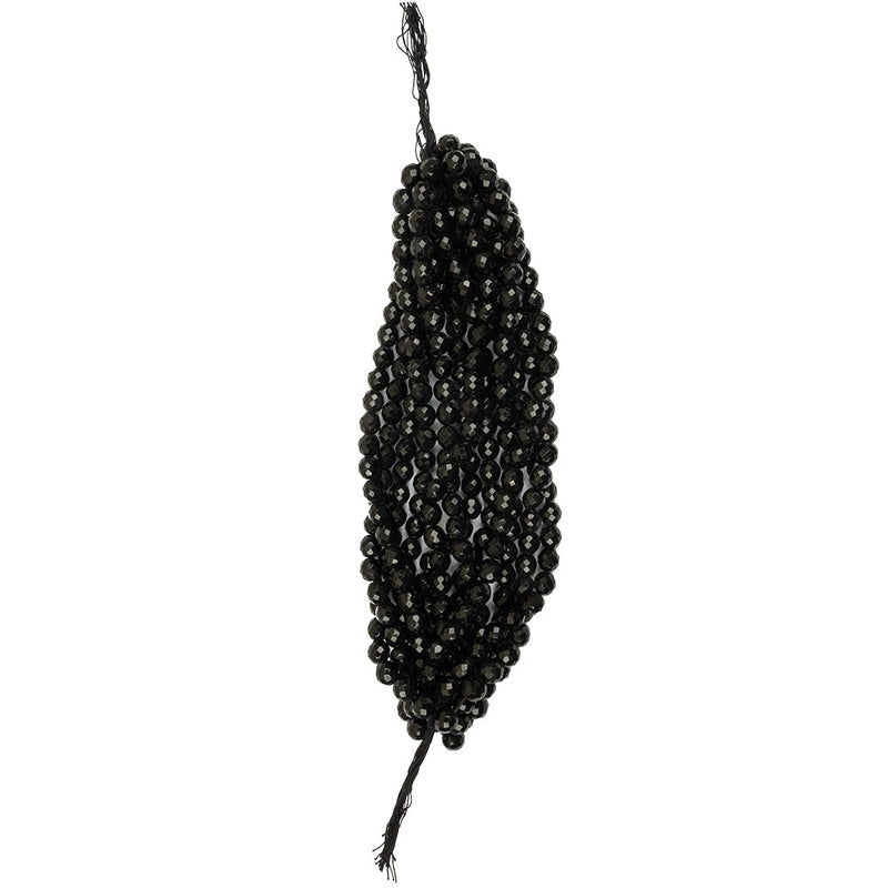 Vintage Jet Faceted Beaded Strands Bundle - 12mm