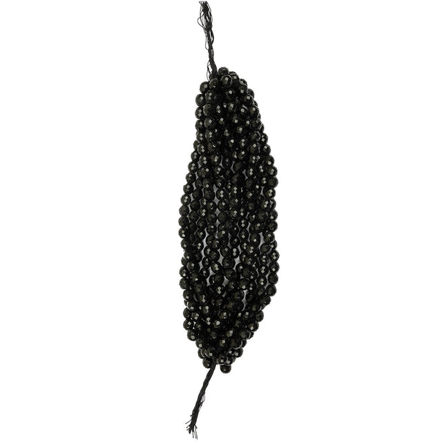 Vintage Jet Faceted Beaded Strands Bundle - 12mm