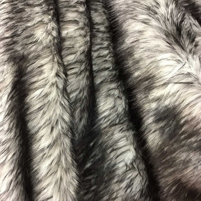 Gray Faux Fake Fur Husky Long Pile,