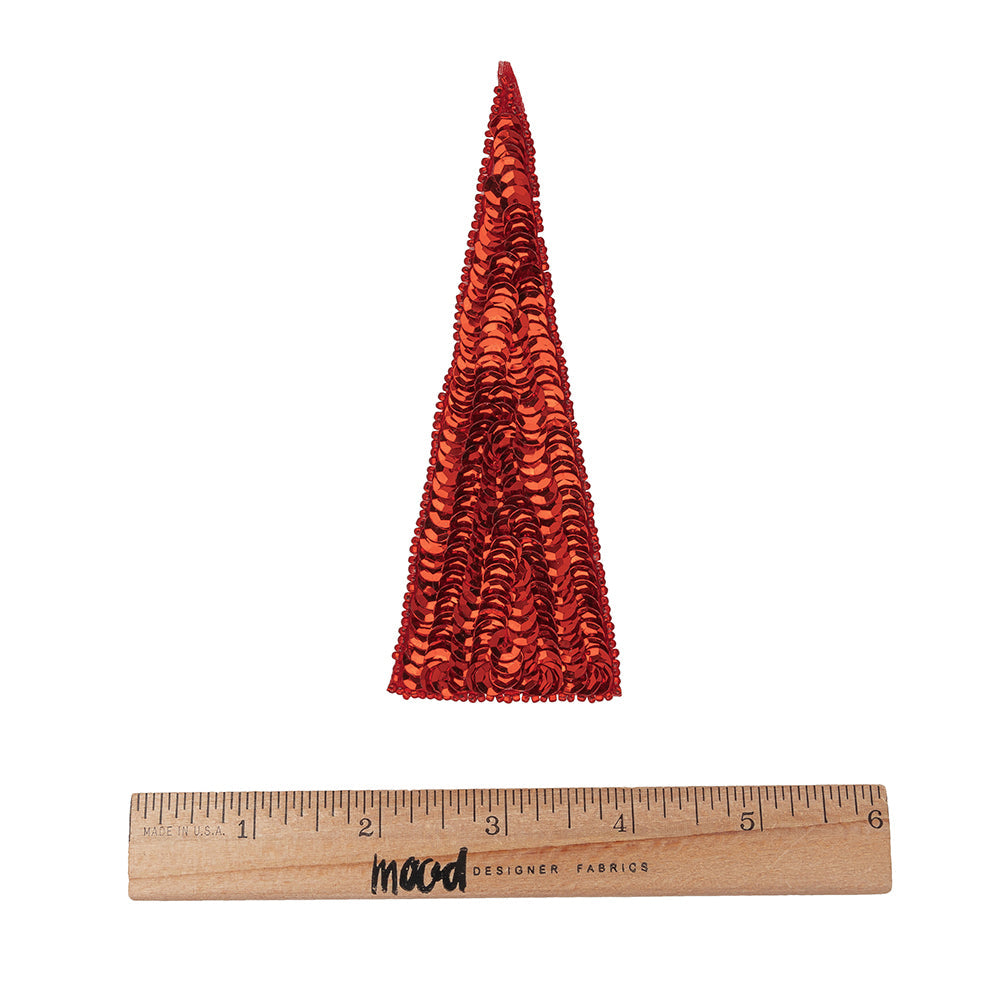 Vintage Ruby Red Sequins and Beads Triangle Applique - 4.875" x 1.875"